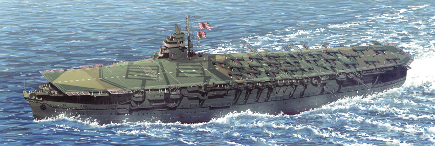 a6m_zero, aa_gun, earasensha, flag, gun, highres, imperial_japanese_navy, machine_gun