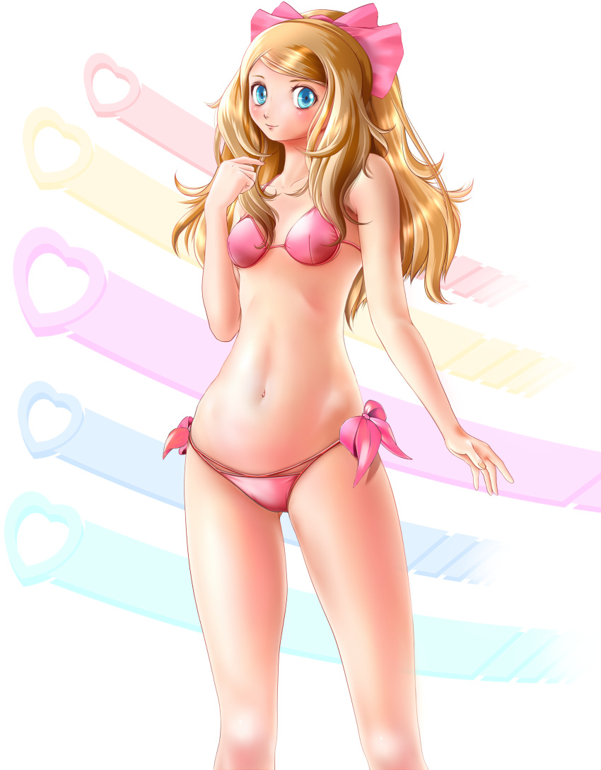 1girl, absurdres, bikini, blonde_hair, blue_eyes, highres, long_hair, miharin