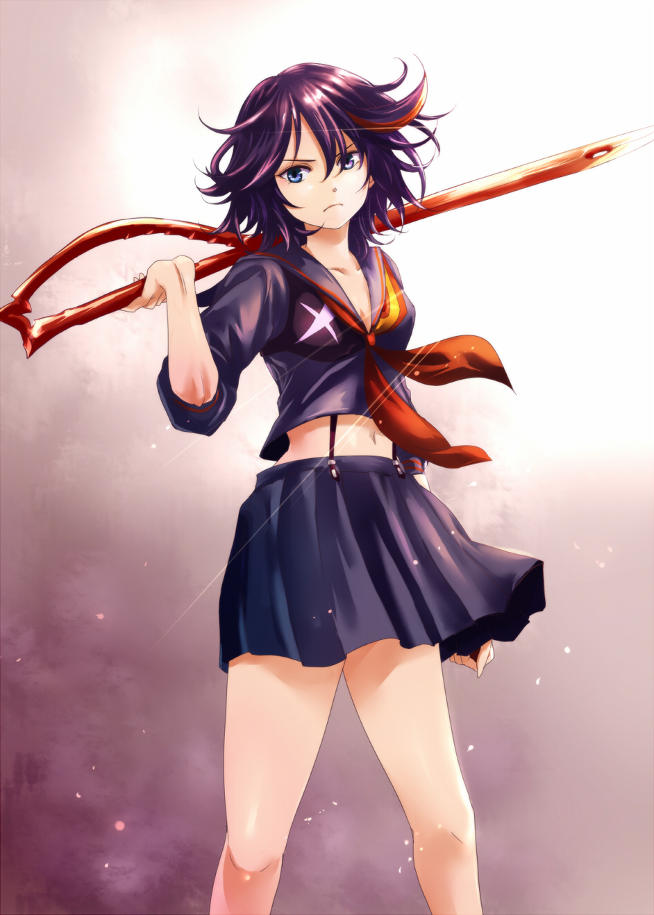 1girl, black_dress, black_hair, blue_eyes, dress, ginnan, highres, kill_la_kill