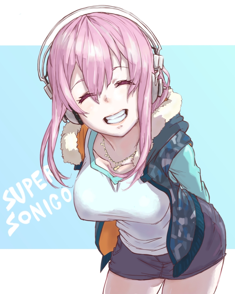 1girl, breasts, closed_eyes, headphones, hoodie, keith8387, large_breasts, long_hair