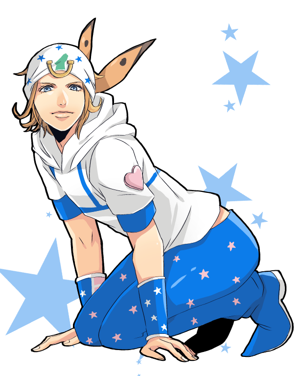 1boy, blonde_hair, blue_eyes, hat, johnny_joestar, jojo_no_kimyou_na_bouken, kino_(o2ban0), solo