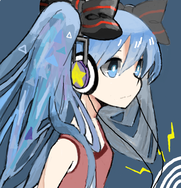 1girl, alternate_color, blue_eyes, blue_hair, bow, cakeoflime, flat_chest, hair_bow