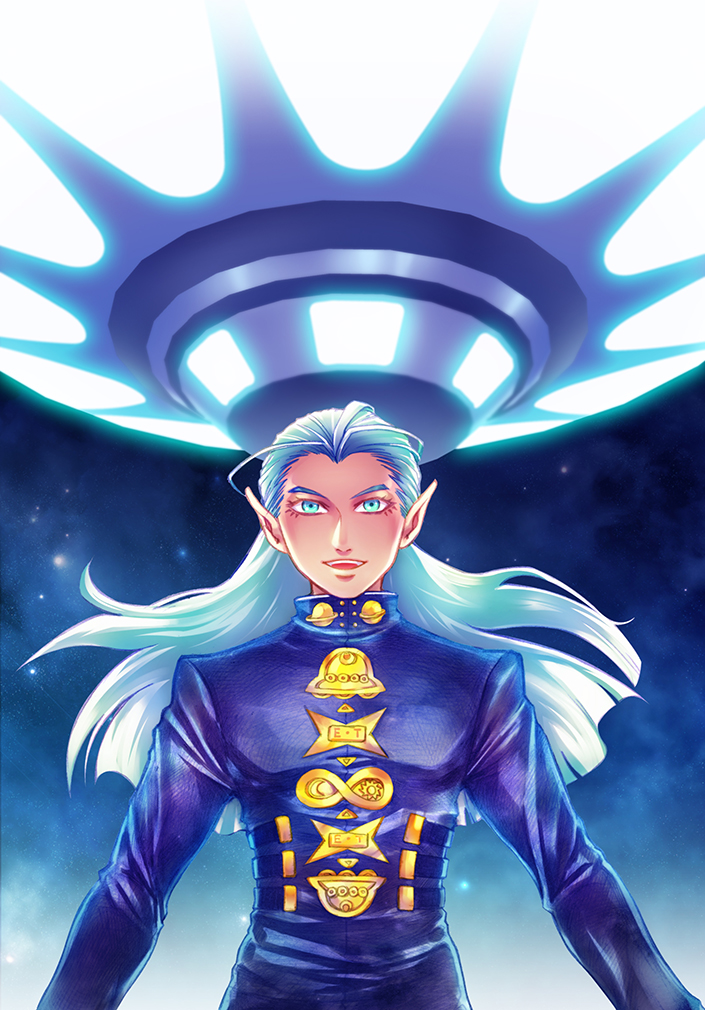 1boy, blue_eyes, gakuran, hazekura_mikitaka, jinghutongmeng, jojo_no_kimyou_na_bouken, long_hair, pointy_ears