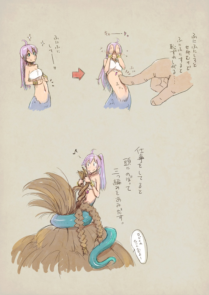 1girl, ahoge, blush, braid, brown_hair, covering_face, glint, hairdressing