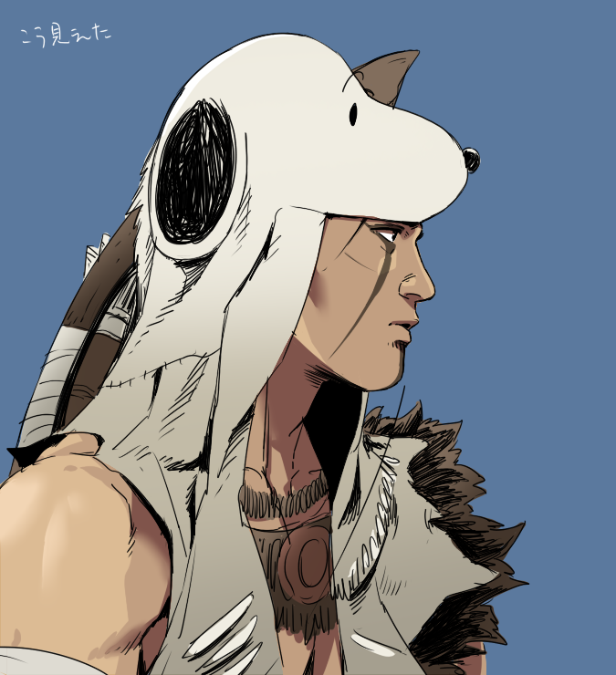 1boy, arrow, assassin's_creed, bow_(weapon), crossover, hood, native_american, peanuts, quiver, shitara_(kaimetsu_joutai), sleeveless, snoopy, solo, weapon