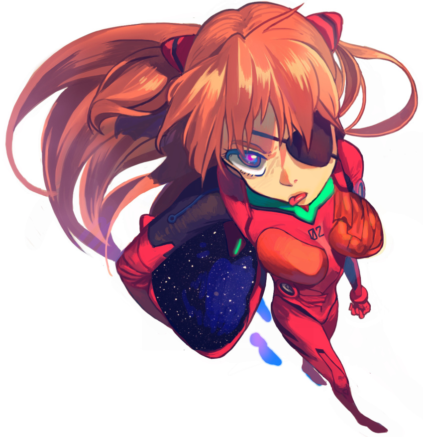 1girl, bodysuit, evangelion:_3.0_you_can_(not)_redo, eyepatch, from_above, hair_ornament, headwear_removed, helmet