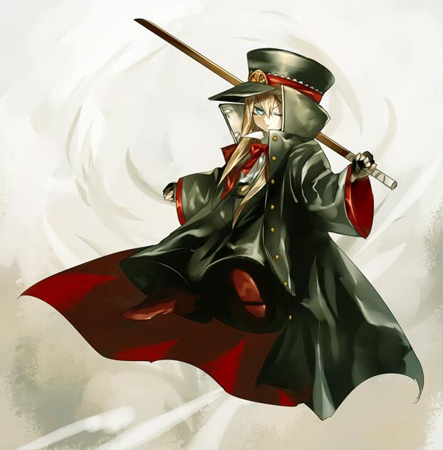 1girl, alternate_costume, belt, blonde_hair, blue_eyes, bow, coat, doll