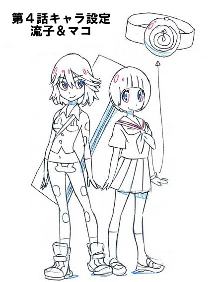 2girls, commentary, dress, hose, kill_la_kill, mankanshoku_mako, matoi_ryuuko, multiple_girls