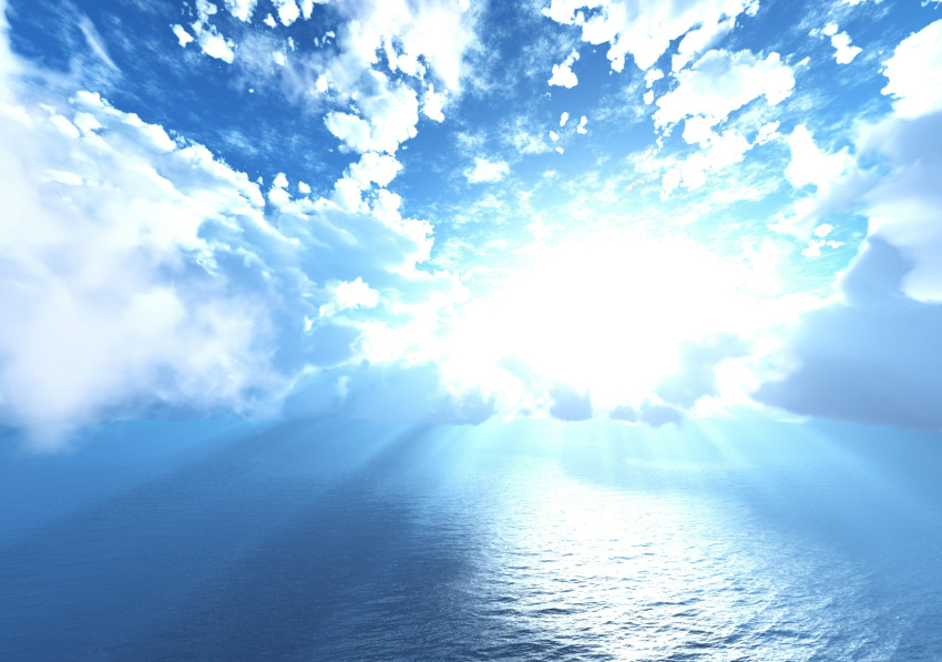 clouds, highres, landscape, no_humans, sky, trbrchdm, water