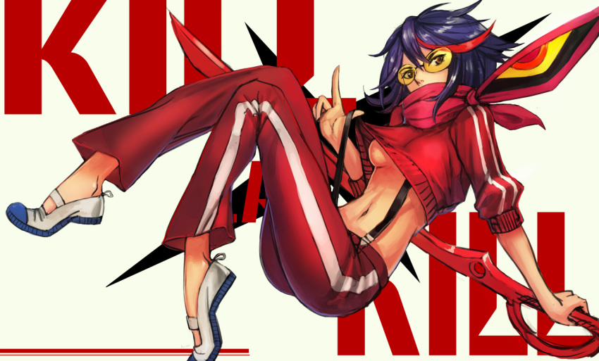 1girl, alternate_costume, black_hair, breasts, copyright_name, cropped_jacket, kill_la_kill, living_clothes