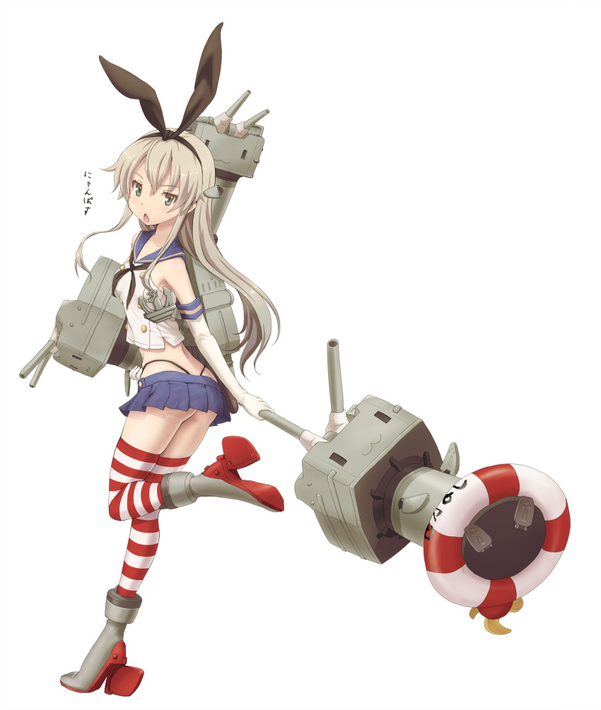 1girl, :3, :d, anchor, brown_hair, elbow_gloves, gloves, green_eyes