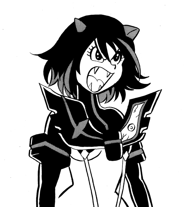 1girl, angry, breasts, crossover, devilman, fangs, female, keichiisennsei
