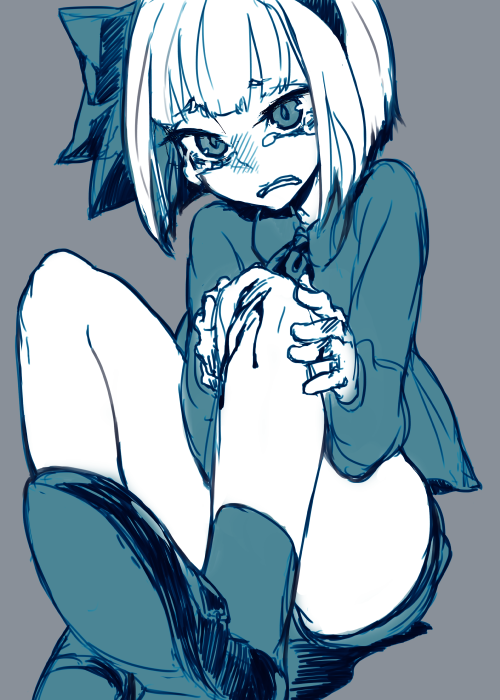 1girl, ascot, black_bow, bleeding, blood, bob_cut, bow, bruise