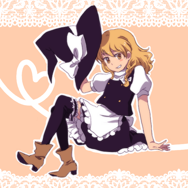 bad_id, blonde_hair, hat, kirisame_marisa, natsume_(menthol), natsume_(n-k), ribbon, solo