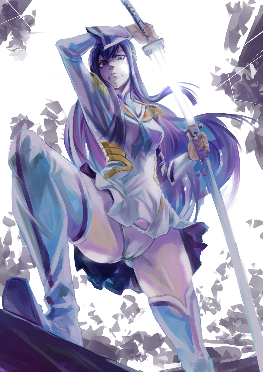 1girl, 244_(bo-z), boots, dress, epaulettes, frown, highres, junketsu