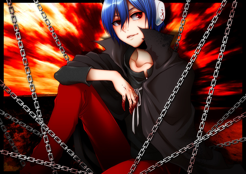blood, cape, chain, chains, devil_survivor_(series), devil_survivor_1, headphones, lilysick