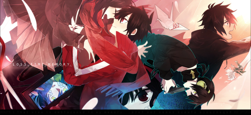 azami_(kagerou_project), black_hair, blue_hair, closed_eyes, dark_konoha, dual_persona, ene_(kagerou_project), fading