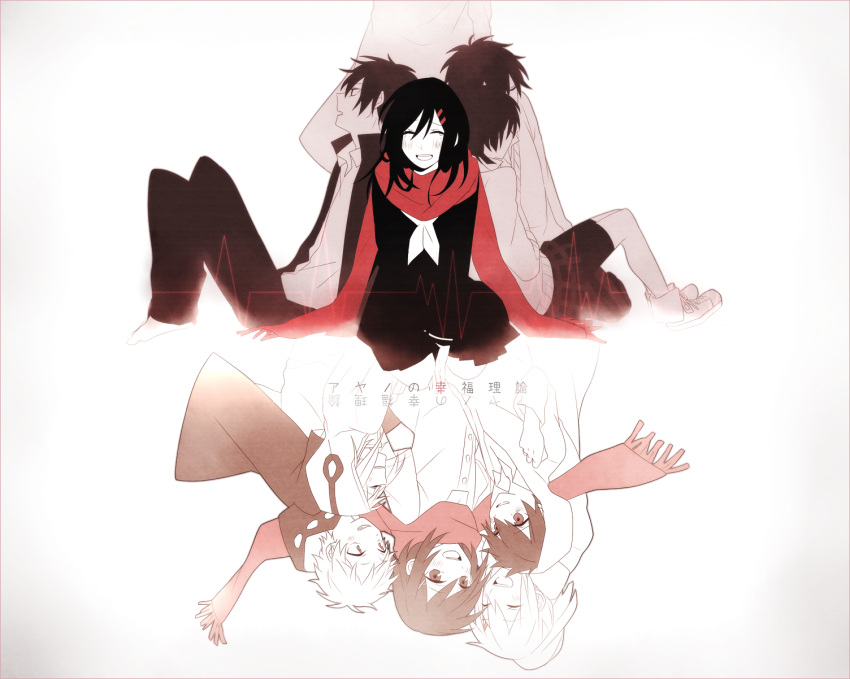 ayano_no_koufuku_riron_(vocaloid), black_hair, closed_eyes, different_reflection, enomoto_takane, family, father_and_daughter, hair_ornament