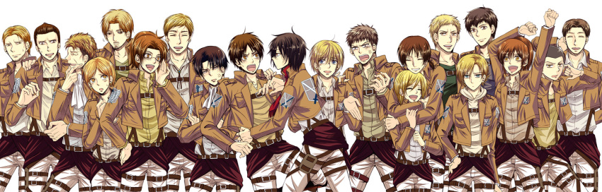 annie_leonhardt, armin_arlert, ascot, auruo_bossard, bertholt_fubar, black_hair, blonde_hair, blue_eyes