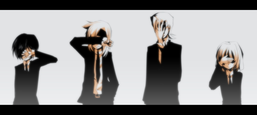 ahoge, ang, covering_eyes, covering_face, formal, grey_background, gym_leader, hayato_(pokemon)