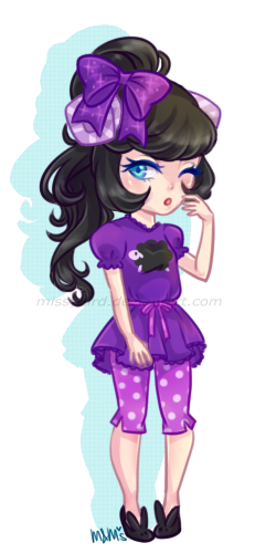 1girl, :o, black_hair, blue_eyes, curly_hair, doubutsu_no_mori, furiru_(doubutsu_no_mori), horns