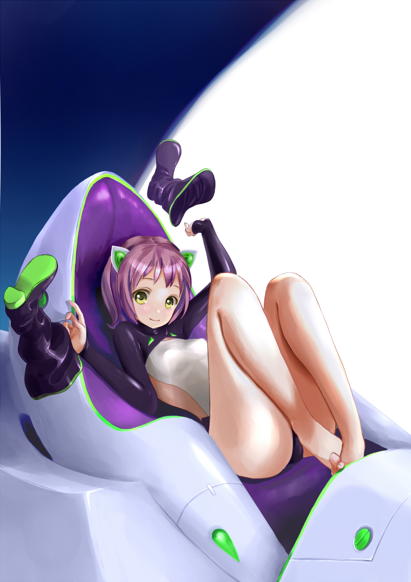 1girl, animal_ears, bare_legs, barefoot, boots, cat_ears, fake_animal_ears, highres