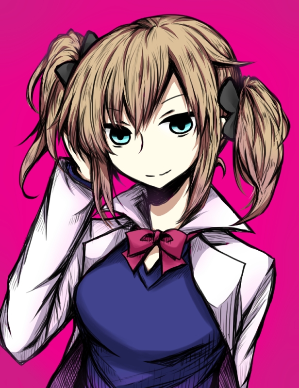 1girl, blonde_hair, bowtie, hamatora, honey_(hamatora), labcoat, simple_background