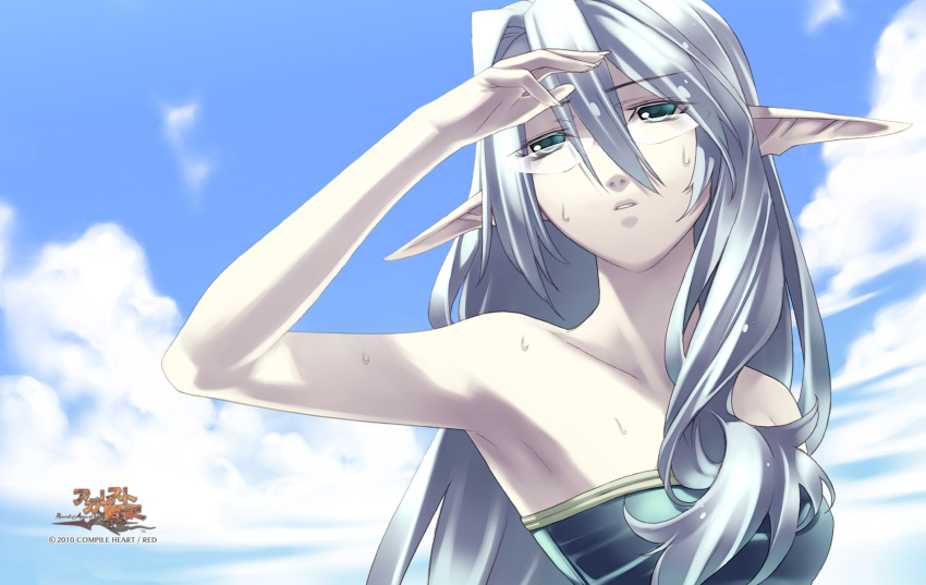 1girl, 2010, agarest_senki, agarest_senki_(series), armpits, clouds, company_name, copyright_name