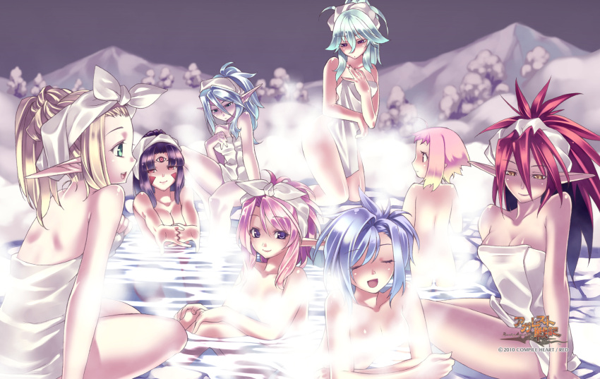 2010, 6+girls, agarest_senki, agarest_senki_(series), black_hair, blonde_hair, blue_hair, breasts