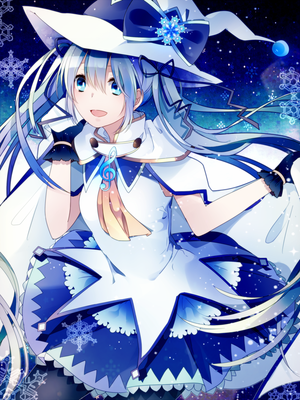 1girl, blue_eyes, blue_hair, hair_ribbon, hat, hatsune_miku, highres, long_hair
