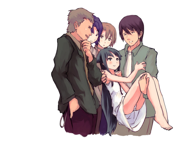 barefoot, dress, sakisaka_fuminori, saya, saya_no_uta, tonoo_kouji, tsukuba_yoh