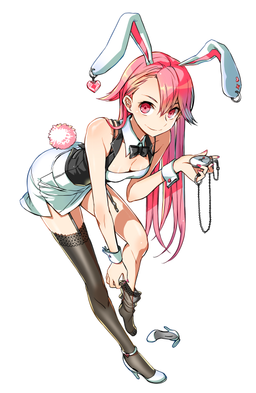 1girl, alice_in_wonderland, animal_ears, blush, bunnysuit, garters, long_hair, nakbe