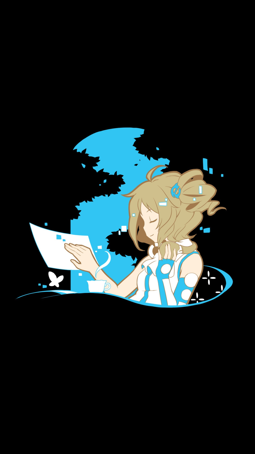 1girl, absurdres, ahoge, aizawa_inori, artist_request, brown_hair, butterfly, closed_eyes