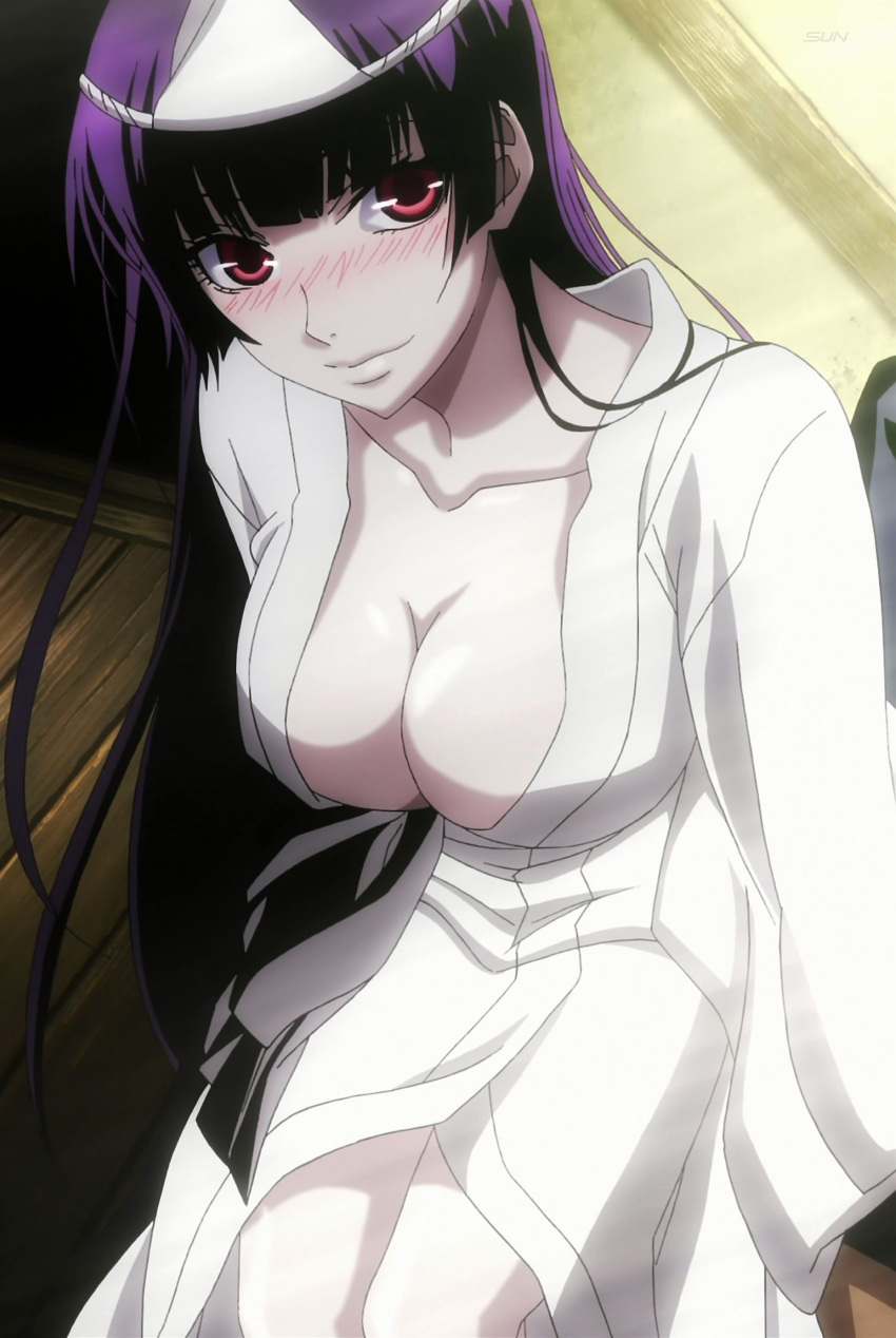 1girl, absurdres, black_hair, blush, breasts, highres, kanoe_yuuko, long_hair