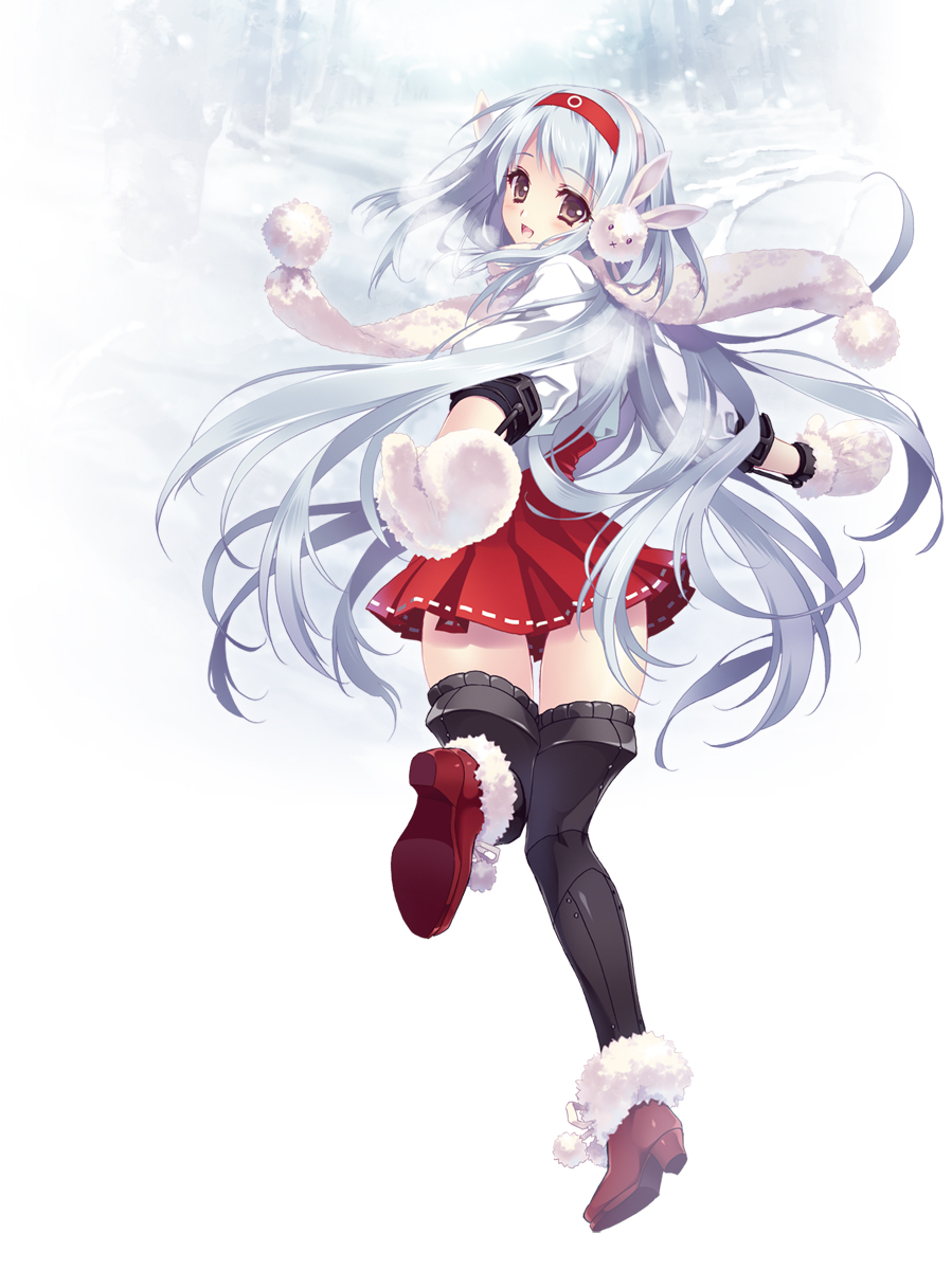 1girl, blush, boots, brown_eyes, bunny_earmuffs, carnelian, earmuffs, highres