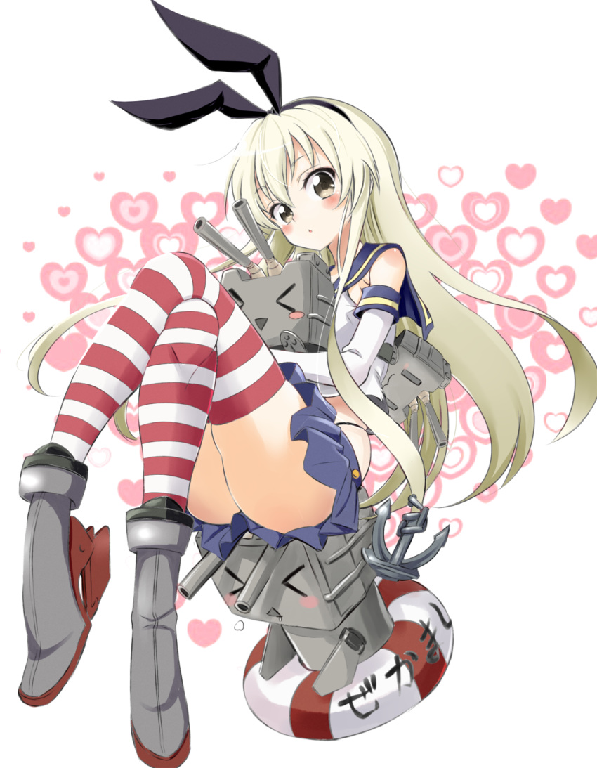 >_<, 1girl, anchor, blonde_hair, blush, blush_stickers, elbow_gloves, gloves