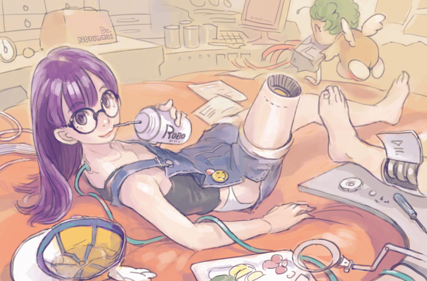 2girls, android, antennae, baby, bottle, cable, dr._slump, drinking