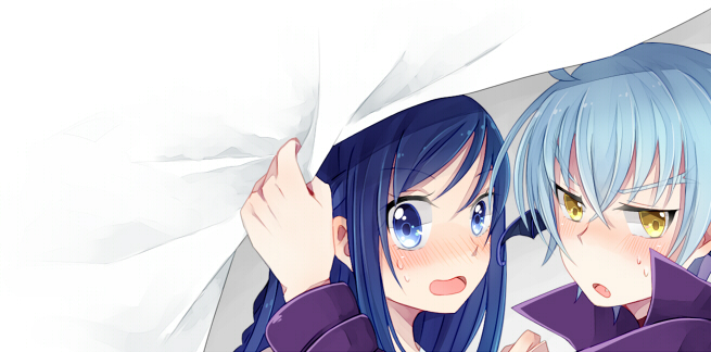 1boy, 1girl, ahoge, blue_hair, blush, choker, curtains, dokidoki!_precure