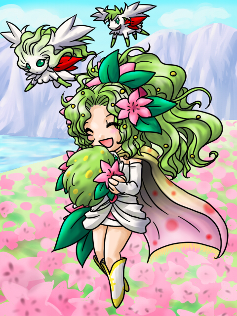 closed_eyes, costume, crossover, final_fantasy, final_fantasy_vi, flower, garden, kiito