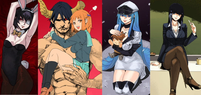 1boy, 4girls, absurdres, akame_ga_kill!, animal_ears, another, aoki_reika, archvermin