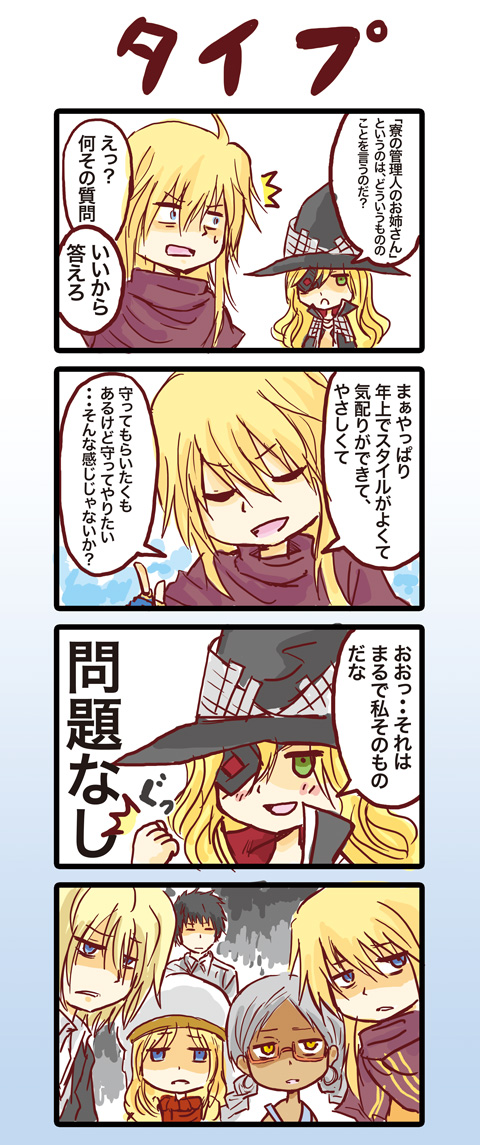 blonde_hair, comic, hat, kihara_kagun, long_hair, marian_slingeneyer, nobuchi, othinus, sigyn, spiky_hair, thor_(index), to_aru_majutsu_no_index, to_aru_majutsu_no_index:_new_testament, translation_request, utgard-loki, witch_hat