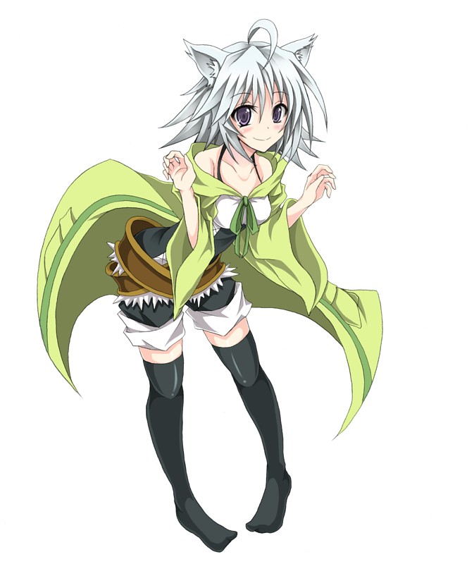 1girl, ahoge, animal_ears, black_legwear, blush, cat_ears, cat_paws, duel_monster