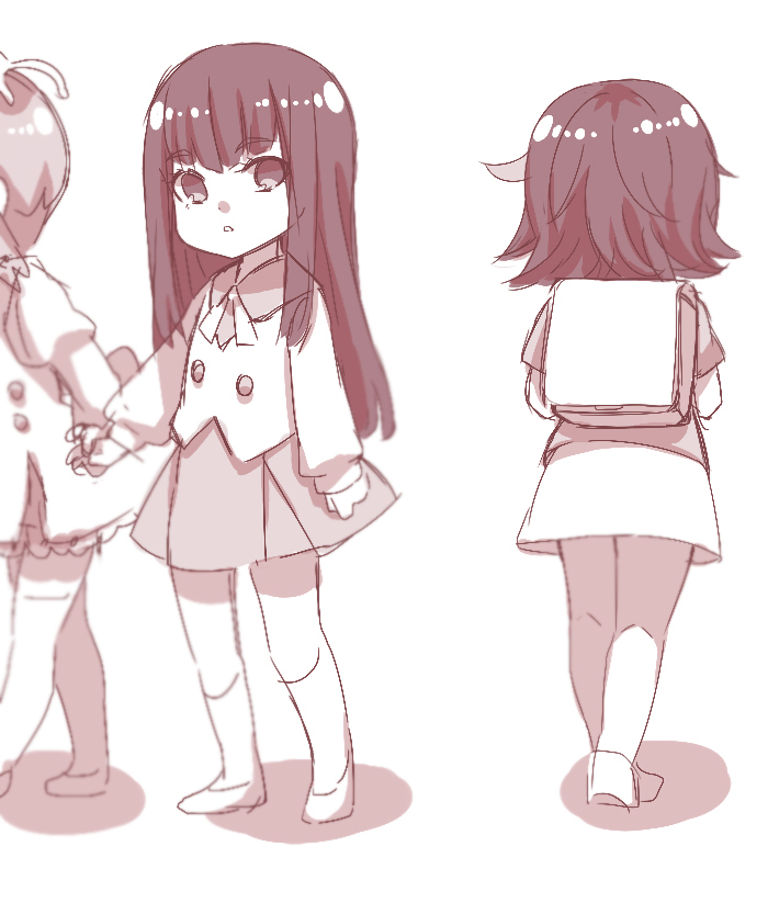 3girls, backpack, bag, child, holding_hands, jakuzure_nonon, kill_la_kill, kiryuuin_satsuki