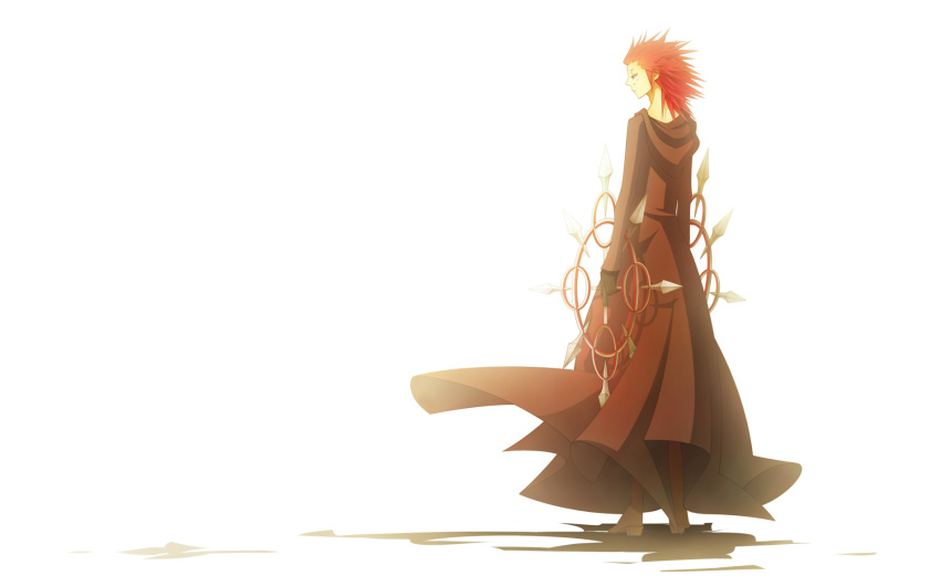 1boy, a-ksk, axel, chakrams, cloak, facial_mark, gloves, green_eyes