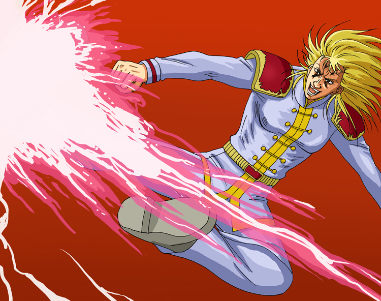 blonde_hair, hokuto_no_ken, kick, long_hair, manly, nanto_gokuto_ken, shin