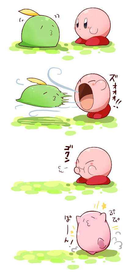 azuma_minatsu, comic, crossover, eating, gulpin, kirby, kirby_(series), no_humans