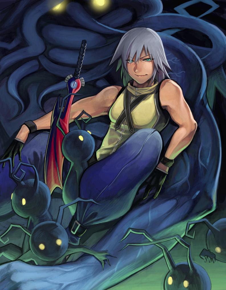 1boy, gloves, green_eyes, heartless, kingdom_hearts, kingdom_hearts_i, ohji130, riku
