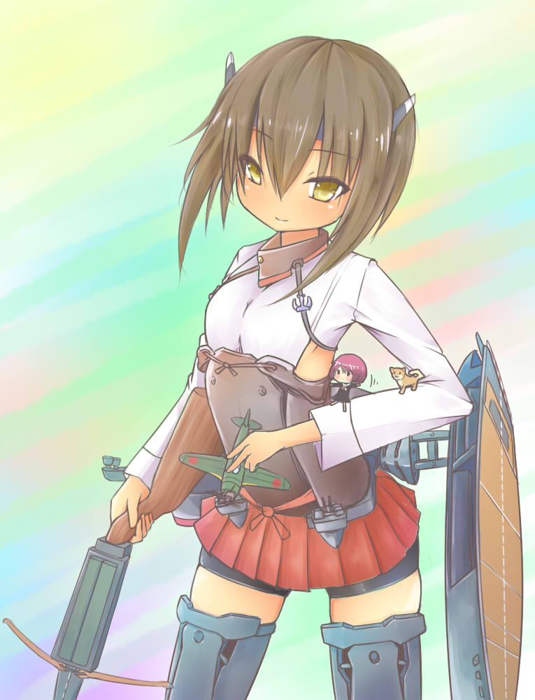 1girl, brown_eyes, brown_hair, kantai_collection, nasuaki_(nas-aki), short_hair, solo