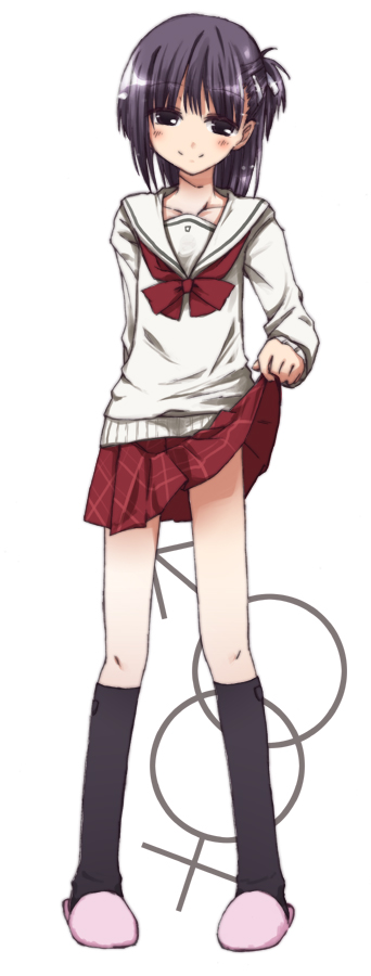 aikawa_kizuna, black_eyes, black_hair, blush, crossdressing, flat_chest, futaru_usagi, hair_ornament