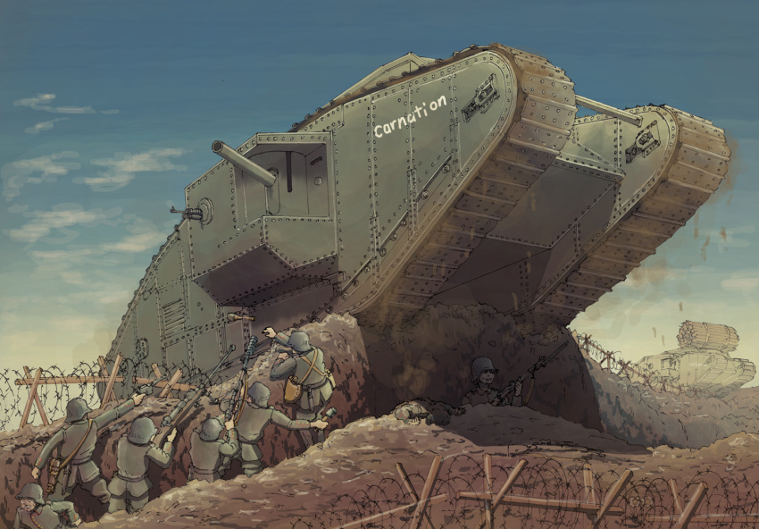 battle, battlefield, earasensha, military, military_vehicle, tagme, tank, vehicle